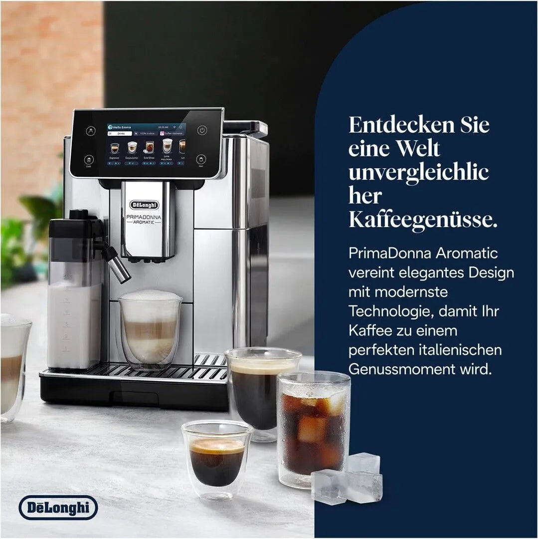 Kaffeevollautomat Primadonna Aromatic ECAM630.75.TM - 35 eiskalte heiße Kaffeerezepte