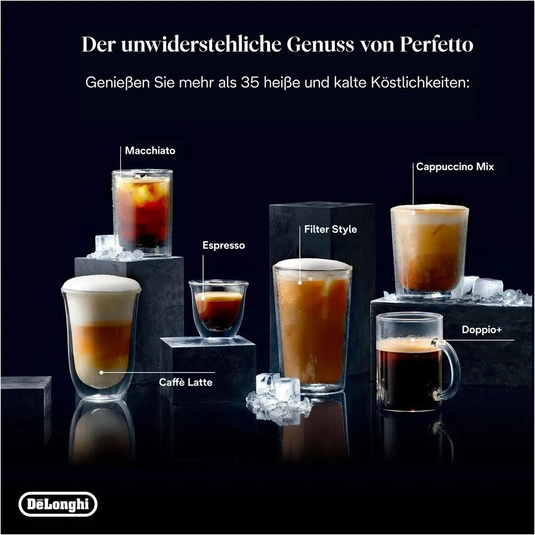 Kaffeevollautomat Primadonna Aromatic ECAM630.75.TM - 35 eiskalte heiße Kaffeerezepte