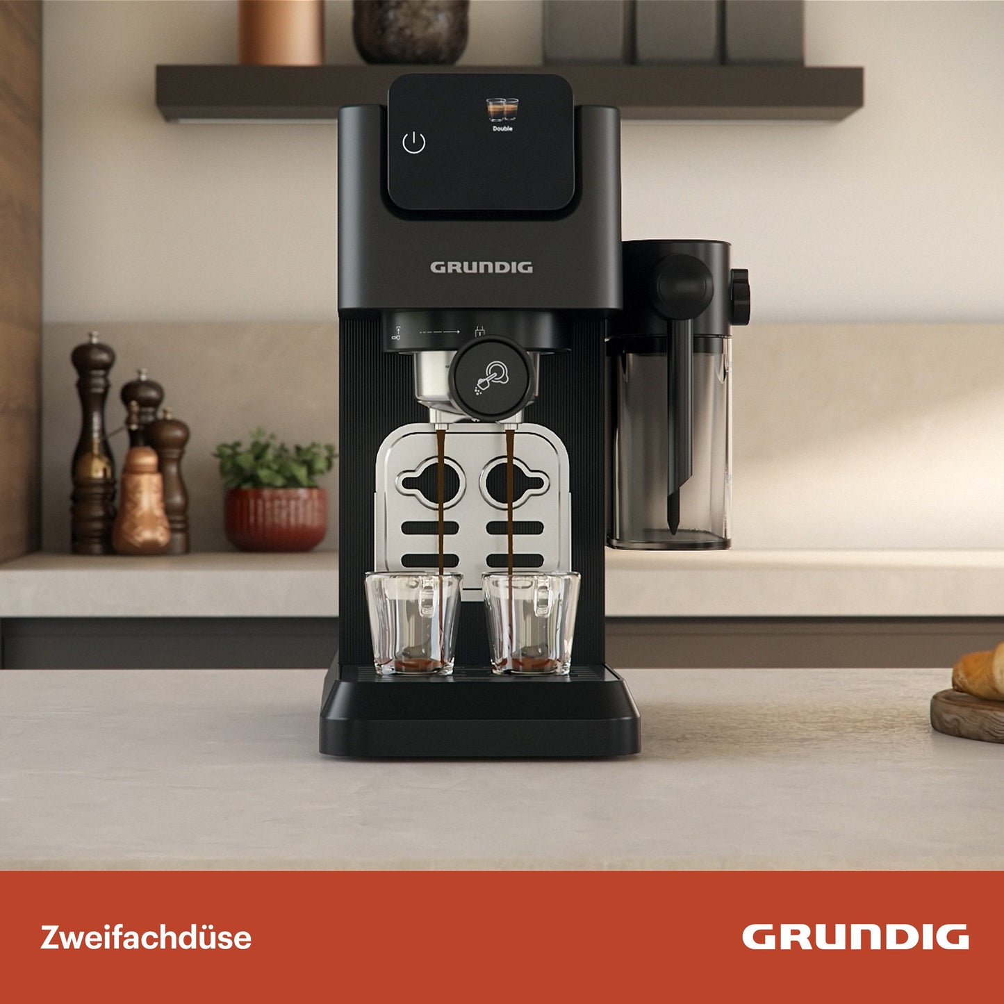 GRUNDIG Espresso machine KSM 5330 with integrated milk container